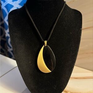 Lia Sophia Brushed Gold Tone Teardrop Pendant Necklace 16”+3”